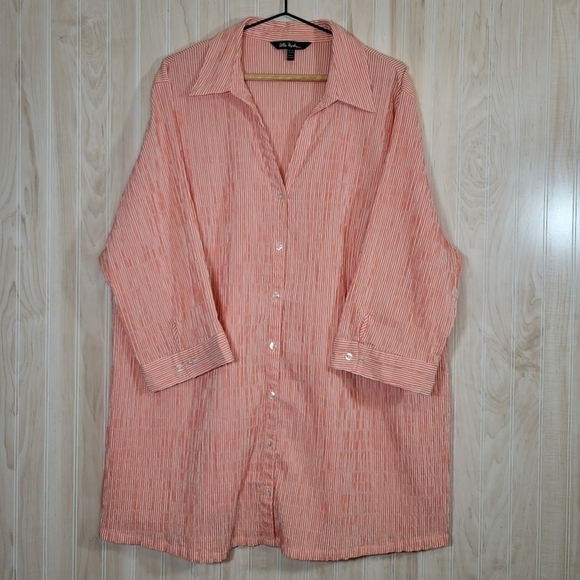 Ulla Popken Striped Casual Button-Down Top Sz 24/26 - Picture 4 of 5